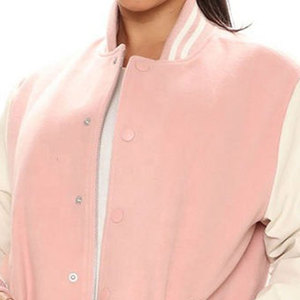 Contemporary Women <b>Letterman</b> <b>Jacket</b> Designed For Streetwear With Ribbed Trim And Button Front - Product Image 5
