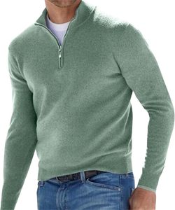 Pull col roulé uni pour homme, tenue décontractée d'hiver, pull de sport et de golf en molleton de coton écologique, fermeture éclair quart de tour - Product Image 3