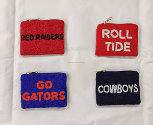 Conjunto de Bolsos de Mano Personalizados para Mujer, Diseño Universitario para el Día del Partido, Bordado 'Go Gators Wreck Em', Tela de Algodón, Cierre de Cremallera, Flores - Product Image 2