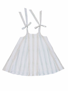 Vestido de Verano Premium para Niñas, Blanco, de Algodón, con Rayas Florales, Tirantes, Sin Mangas, Cómodo, para Compradores de Ropa Infantil - Product Image 3