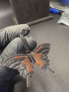 Pendentif Papillon Bicolore en Argent 925, Moissanite Ronde, Diamant, Bijoux Fins Hip Hop, Pendentifs et Breloques pour Hommes, Cadeaux d'Anniversaire - Product Image 3