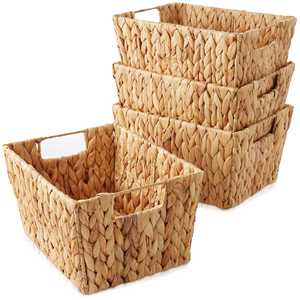 Natural <b>Water</b> <b>Hyacinth</b> Woven Storage <b>Baskets</b> with Handles Stackable Rectangular Organizer Bins for Home Storage From Vietnam - Product Image 2