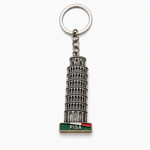 Portachiavi in Metallo Torre Pendente di <span class=keywords><strong>Pisa</strong></span>, Souvenir Turistico Italiano in Lega Smaltata 3D, Vendita all'Ingrosso - Product Image 1