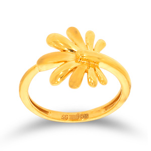Elegante Anillo Dorado con Diseño Floral de Hojas Abiertas para Mujer, Chapado en Oro, Joyería de Moda - Product Image 1