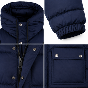 Blouson matelassé à capuche sérigraphié, imperméable, en polyester, avec large matelassage et poches à rabat, manteau streetwear d'hiver – Fournisseur - Product Image 4