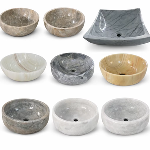 Lavabo de Mármol Tallado a Mano de Lujo Moderno, Independiente y Fácil de Limpiar - Lavabo Premium para Baños de Villas y Vanidades - Product Image 1