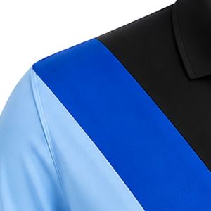 เสื้อโปโลสีดำ สีฟ้าอ่อน สีน้ำเงินกรมท่า แบบมีแถบขวาง แขนสั้น คอปก สีตัดกัน สไตล์ลำลอง เสื้อทีม ชุดกีฬาแบบสั่งทำ - Product Image 3