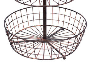 Paniers de rangement pour fruits et légumes en fil de métal frotté au cuivre à décor rustique à 3 niveaux Caddy à ail autoportant avec style pratique - Product Image 4