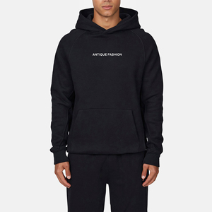 Vente en gros de sweat à capuche unisexe noir surdimensionné de haute qualité, personnalisable, vierge, épais, style vintage délavé à l'acide pour hommes - Product Image 1