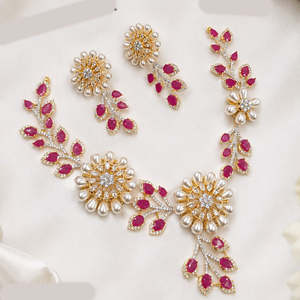 Conjunto de Collar Fino con Piedra Austriaca y Perla-13114834PK - Product Image 5