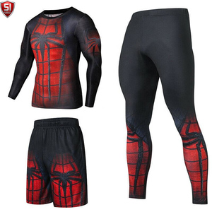 Conjunto de Rashguard de Compresión para Hombre, Manga Larga, Estampado Hexagonal Negro, Secado Rápido, Transpirable, Ecológico, Kit de Entrenamiento de MMA - Product Image 2