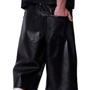 กางเกงขาสั้นหนังทรงหลวมคุณภาพสูงสำหรับผู้หญิงผู้ชาย พิมพ์ลายตัวอักษร เนื้อผ้านุ่ม ปรับแต่งได้ ดีไซน์เรียบง่าย ทันสมัย เหมาะสำหรับใส่ในชีวิตประจำวัน - Product Image 3