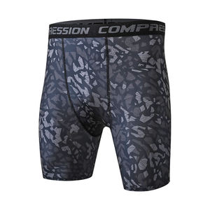 Men's Solid Casual Compression Shorts <b>Mid</b> Elastic Waist Quick Dry Knitted Worsted Fabric Pockets - Product Image 5
