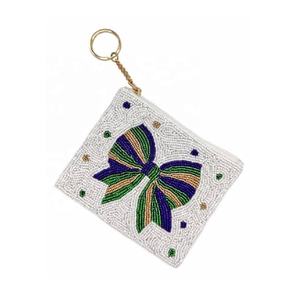 Handmade Beaded Mini Coin Purse with Bow Design with Top Zipper Closure Small Size for Coin Collecting & Multipurpose Use Purse - Product Image 5