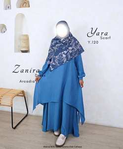 ABAYA SIMPLE ESTILO MALASIANO DE DOBLE CAPA, LARGO HASTA EL SUELO, CORTA EN LÍNEA A, TRANSPIRABLE, 100% POLIÉSTER, ENVÍO GLOBAL - Product Image 3