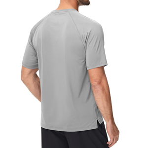 Camiseta de Manga Corta para Hombre, Cuello Redondo, Ajuste Slim, Secado Rápido, Color Gris, Largo Regular, Tejido de Poliéster, Estilo Casual - Product Image 5