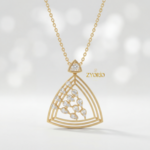 Pendentif géométrique floral en argent plaqué or avec chaîne à maillons, design élégant, luxe moderne, pour fiançailles, mariage, usage quotidien féminin - Product Image 2