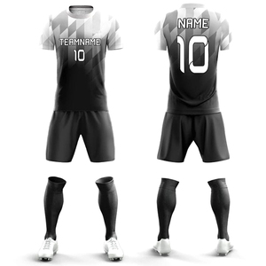 Conjunto de Camiseta de Fútbol Personalizada para Hombre, Manga Corta, Negra y Blanca, Sublimada, con Nombre del Equipo, Número 10, Absorbe la Humedad, para Todas las Temporadas, Corte Regular para Adultos - Product Image 1