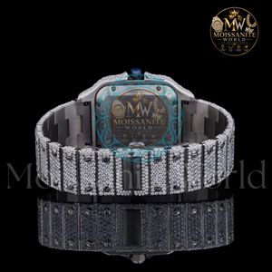 Moissanite World Luxury Square Quartz <b>Watch</b> 34mm Moissanite Case Analog Roman Numeral Dial Deployment Clasp Unisex - Product Image 3