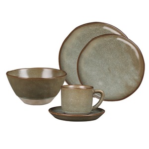 Meal Set 4-Piece Retro Design Smooth Underglaze porcelain Dinnerware Set BPA Free Eco-Friendly Heat Resistant Unique Pattern - Product Image 6