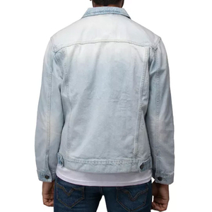 Veste en jean bleu clair pour homme, décontractée, en coton délavé, coupe classique, col rabattu, simple boutonnage, style printemps - Product Image 2