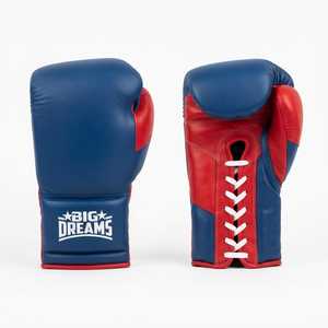 Gants de boxe en cuir Big Dreams, vert marine, à lacets, respirants, équipement d'entraînement pour adultes - Product Image 3