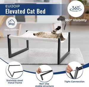 Elevated Cat <b>Bed</b> with 360° View - Rust-Proof Metal Frame, Removable Machine Washable Mattress (Thin), Includes Cat Toy - Product Image 5