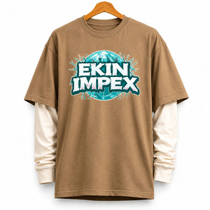 Custom Distressed Artwork Graphic High Street T-Shirts <b>Reversible</b> Heavyweight 100% Cotton Twill Autumn Full Sleeve <b>Man</b> - Product Image 1