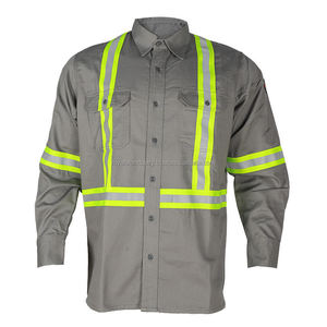 Camisa de Trabajo de Seguridad de Manga Larga, Fluorescente, Transpirable e Impermeable, de Algodón, para Construcción - Product Image 4