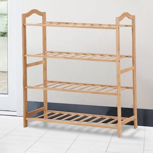 Elegant Wooden Shoe <b>Rack</b> Storage Organizer With Multiple Shelves For Home Entryway Living Room Bedroom Use - Product Image 4