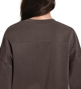 Sweat-shirt décontracté pour femme en coton 100% avec logo personnalisé sur le devant, manches longues, col rond, doublure en polaire, séchage rapide et écologique - Product Image 4