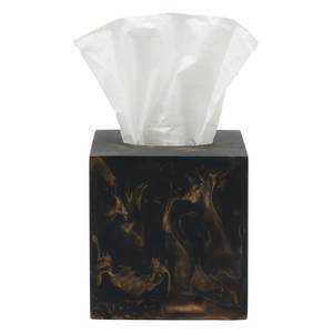 Boîte à mouchoirs de luxe en résine noire avec effet marbre doré, porte-mouchoirs carré décoratif, moderne, pour la maison, la salle de bain, le bureau, la table - Product Image 2