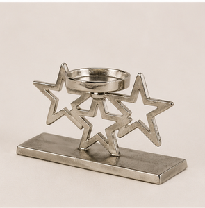 Modern Silver-Plated Triple Star Metal Candle Holder Decorative Tabletop Tealight <b>Stand</b> For Festive Home Decor & Wedding - Product Image 3