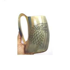 Handmade Polished Buffalo Horn Mug Modern Natural Shape Carved <b>Dragon</b> Design Durable <b>Art</b> Collectible - Product Image 1