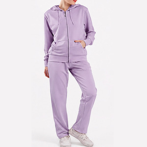 Conjunto de 2 Piezas de Alta Calidad con Logotipo Personalizado, Sudadera con Cremallera y Pantalones Deportivos de Pierna Recta para Mujer, Cómodos y de Poliéster - Product Image 3