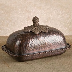 Hammered Design Dark Butter Dish Stylish Metal Butter <b>Storage</b> <b>Container</b> Perfect For <b>Kitchen</b> Dining And Table Serveware - Product Image 1