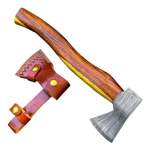 Hache artisanale en acier Damas forgé sur mesure, acier à haute teneur en carbone, manche en bois, hache industrielle en acier Damas pour le bricolage, à vendre - Product Image 4