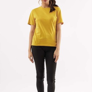 T-shirts de haute qualité en coton et polyester, couleur jaune, logo entièrement personnalisé, prix abordable - Product Image 3