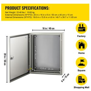 Boîtier Électrique Métallique NEMA 4X 20x16x6 en Acier, Résistant à l'Eau et à la Poussière IP66 pour Utilisation Extérieure/Intérieure pour Instruments Électroniques - Product Image 1