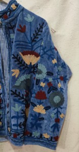 Women's Velvet Embroidered Floral <b>Mandarin</b> <b>Collar</b> <b>Jacket</b> Full Sleeve Autumn Hand Embroidery Design Coat - Product Image 2