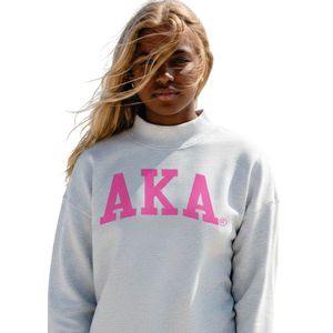 Sudadera Ligera Blanca con Cuello Alto, Gráfico de Letras Rosadas, Manga Larga, Algodón, Estilo Casual Varsity para Mujer - Product Image 1