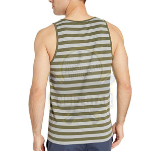 Men Striped O-Neck Knitted Tank Top Casual Style Embroidery Logo Front Sleeveless <b>Vest</b> Green Gray - Product Image 4