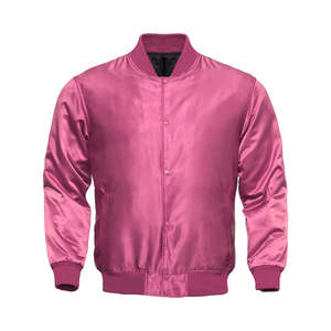 Chaqueta Varsity de poliéster 100% de alta calidad con logotipo personalizado al por mayor, chaqueta bomber de satén sedoso para hombre - Product Image 1