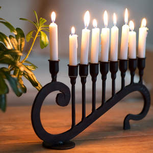 Traditional Handmade Eco-Friendly Judaica Hanukkah Menorah Polished Aluminum 9 <b>Branch</b> Jewish Design Christmas Home Decoration - Product Image 4