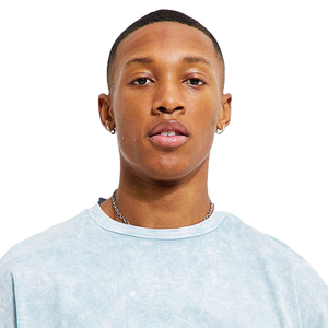 T-shirt court oversize pour homme en toile polyester/coton, délavé à l'acide, à épaules tombantes, uni, style streetwear, grammage lourd, infroissable - Product Image 5