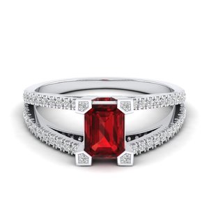 REYES Wholesale Price <b>Emerald</b> Cut 1Ct Ruby Gemstone <b>Rings</b> in 925 Sterling <b>Silver</b> GRA Certified Moissanite Engagement Fine <b>Ring</b> - Product Image 1