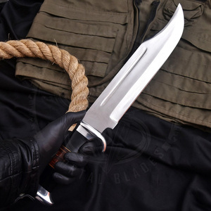 High Quality Custom Handmade D2 Steel Mirror Polished Blade Hunting Bowie Knife Leather Handle Ideal Gift Free Leather Sheath - Product Image 3