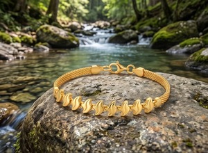 Pulsera Divyoro con Eslabones Ondulados Chapados en Oro, Diseño de Cadena Étnica Clásica, Unisex, para Uso Diario, Fiestas, Bodas, Compromisos, Regalo - Product Image 4