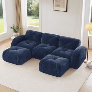 Divano a U Senza Struttura con Design Trapuntato, Spugna ad Alta Densità 32D, Base Antiscivolo, Senza Montaggio, Combinazione Libera per Soggiorno - Product Image 1