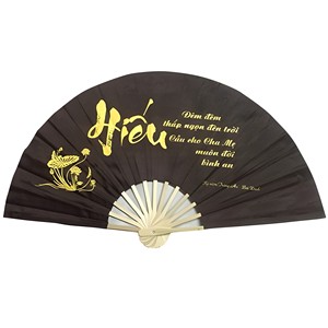 Abanico de mano de seda de bambú de Vietnam, producto hecho a mano con logotipo impreso personalizado - Product Image 1